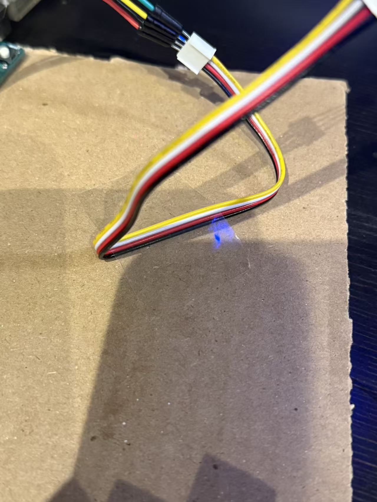 Testing wiring and signal response, we verified how the light and servo interacted through Arduino inputs.